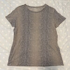 animal print knit top, size medium (3), grey